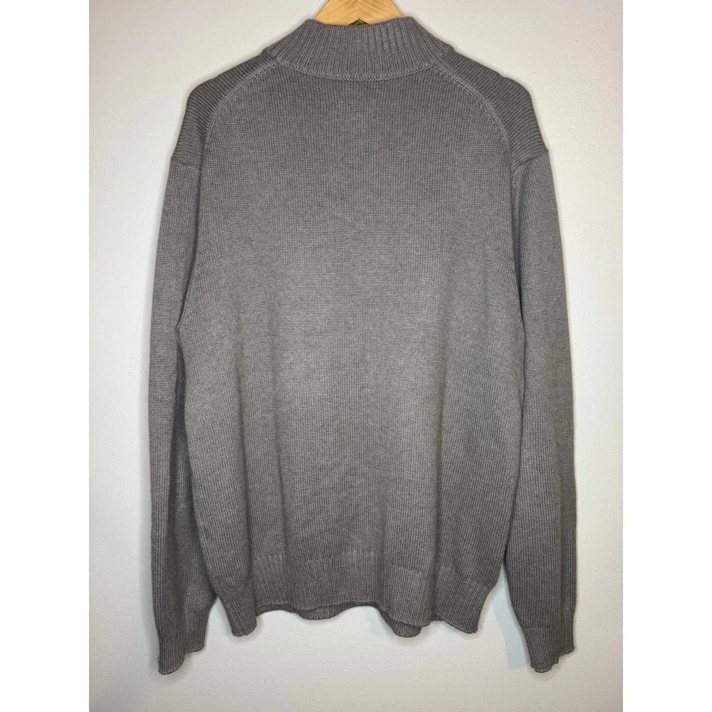 Cutter & Buck Mens Taupe Gray Cashmere Angora Blend Quarter Zip Sweater Large